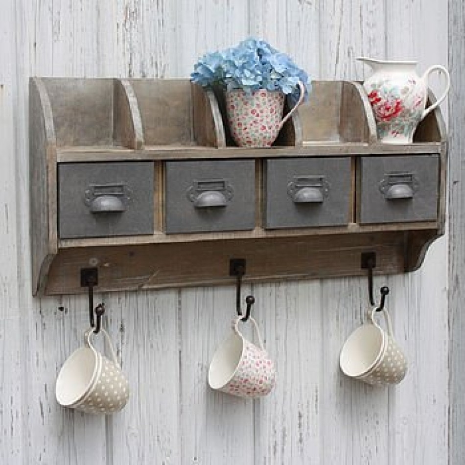 Corner shelf with hooks 20