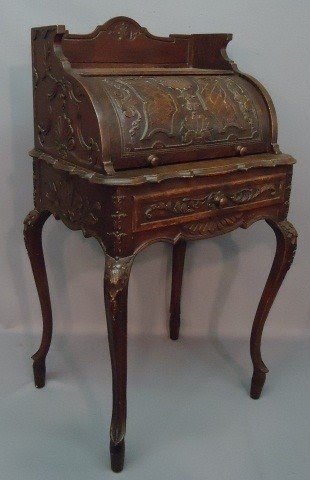 Distressed roll top desk