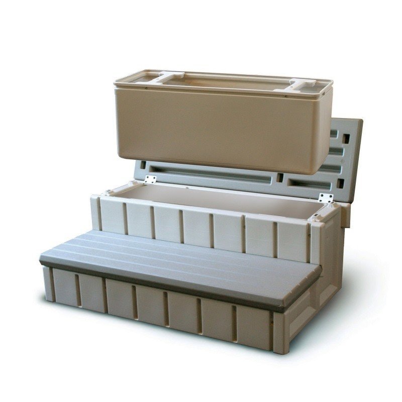 Hot tub steps with storage