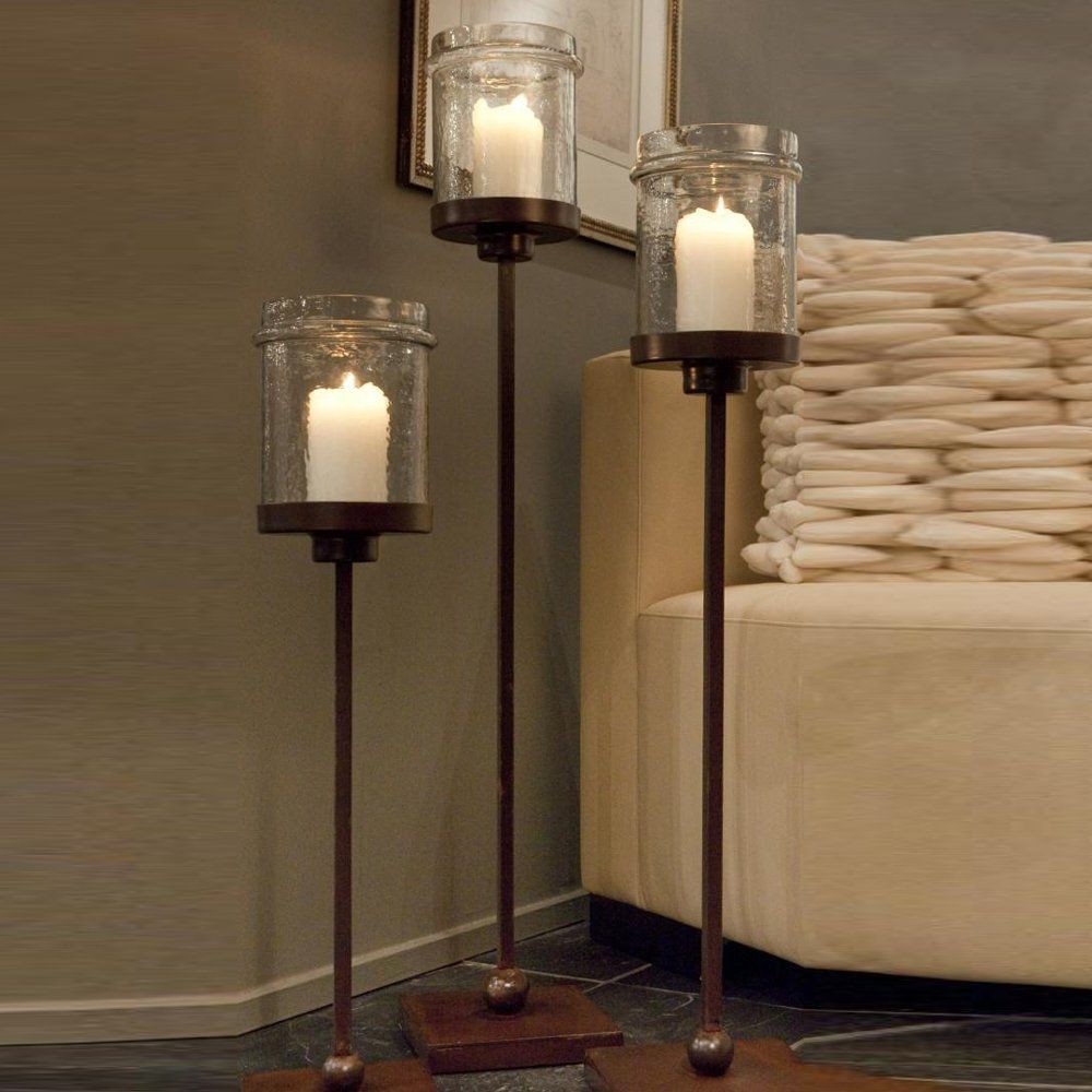 Iron floor candle holders