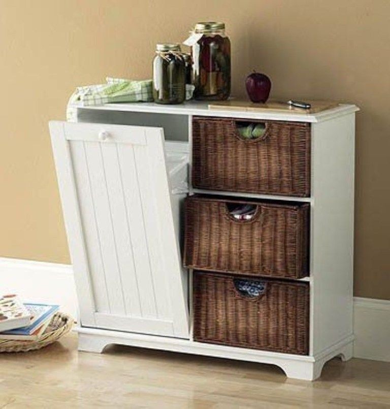 Kitchen island with garbage storage