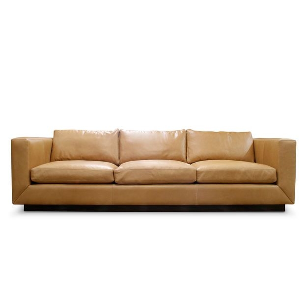 Leather camel back sofa 11