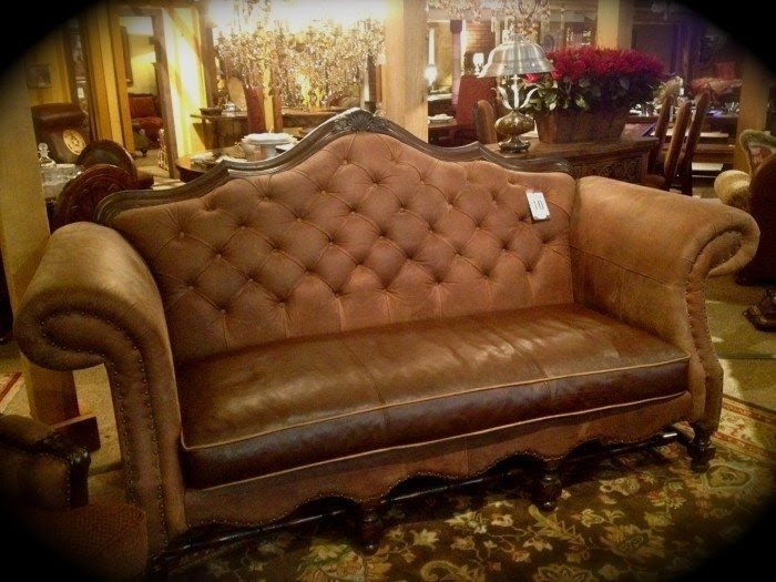 Leather camel back sofa 3