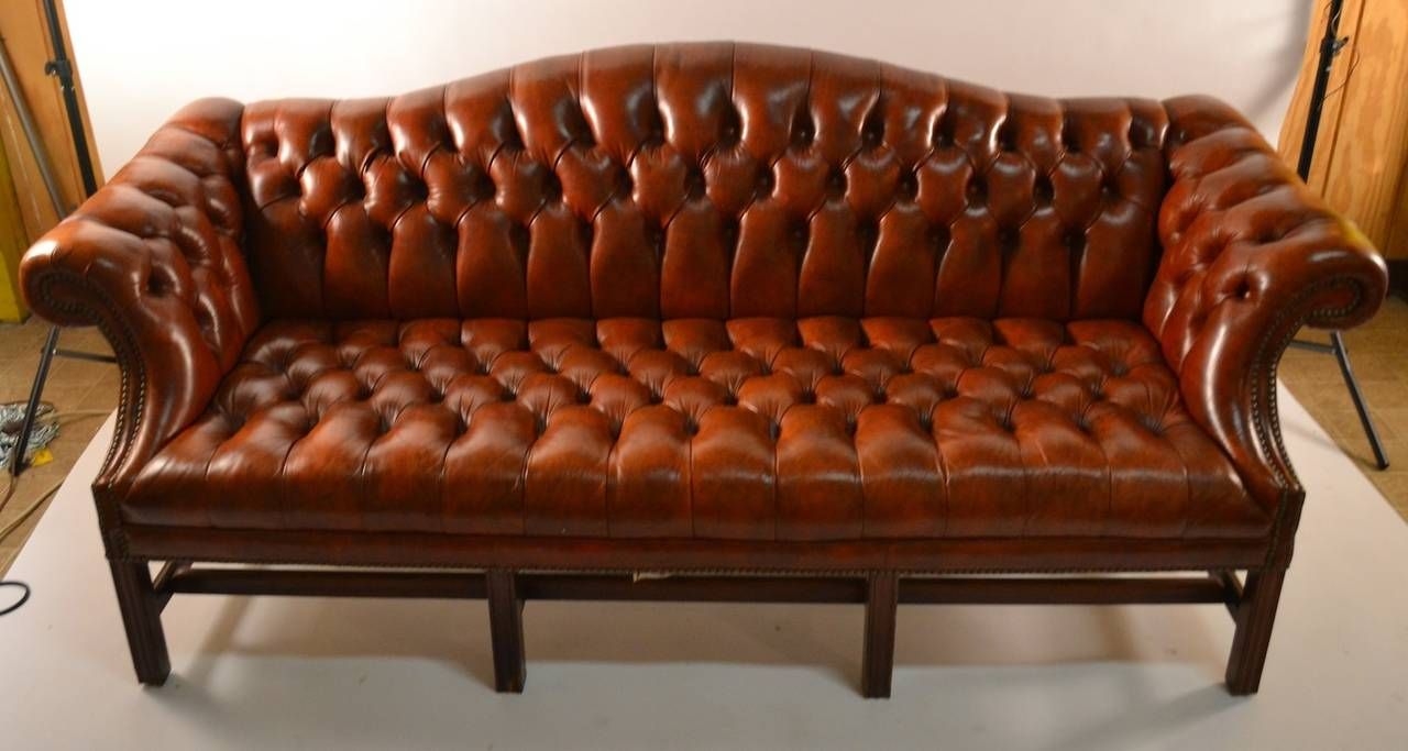 Leather camel back sofa 5