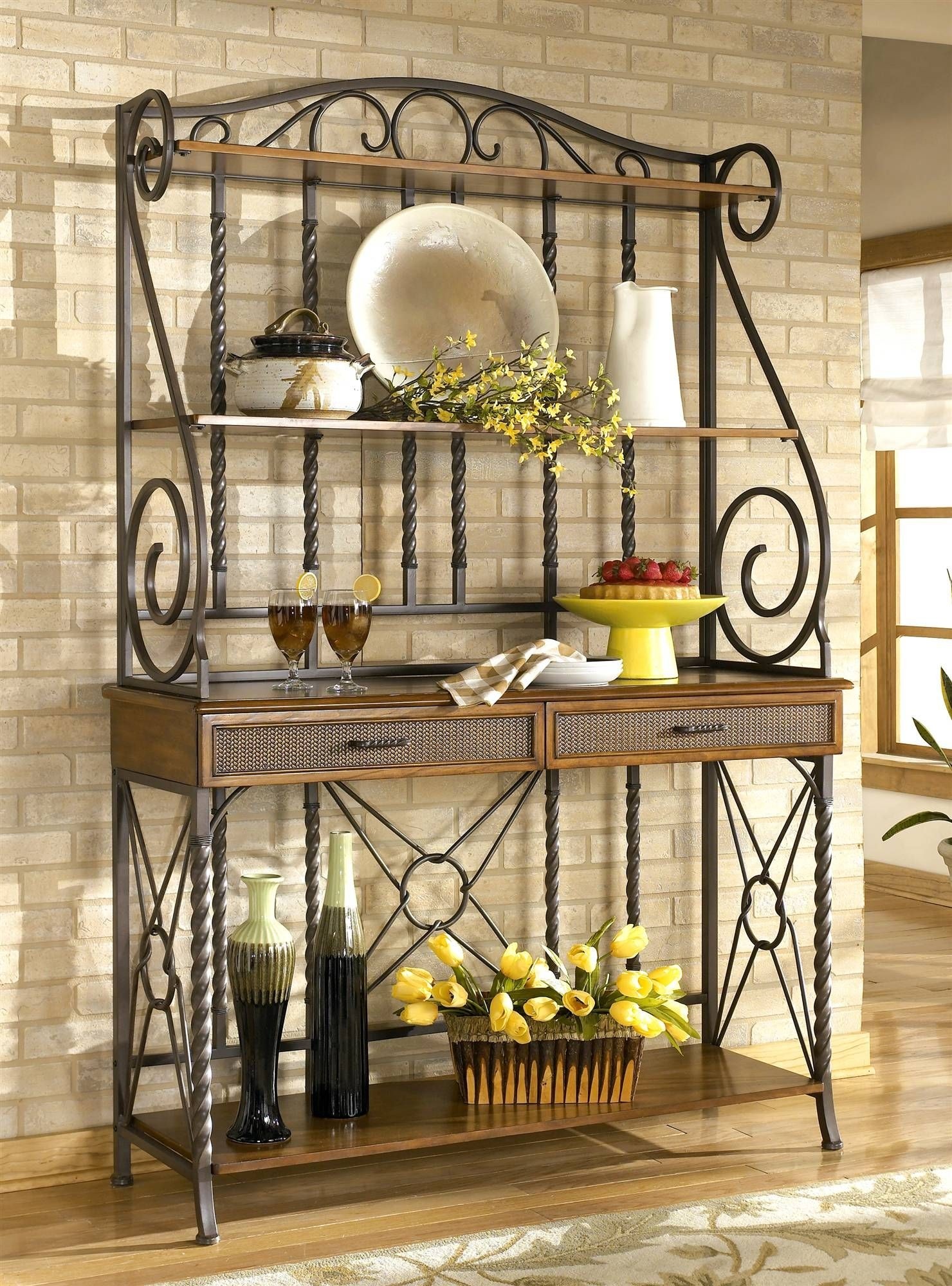 Metal and wood bakers rack 1