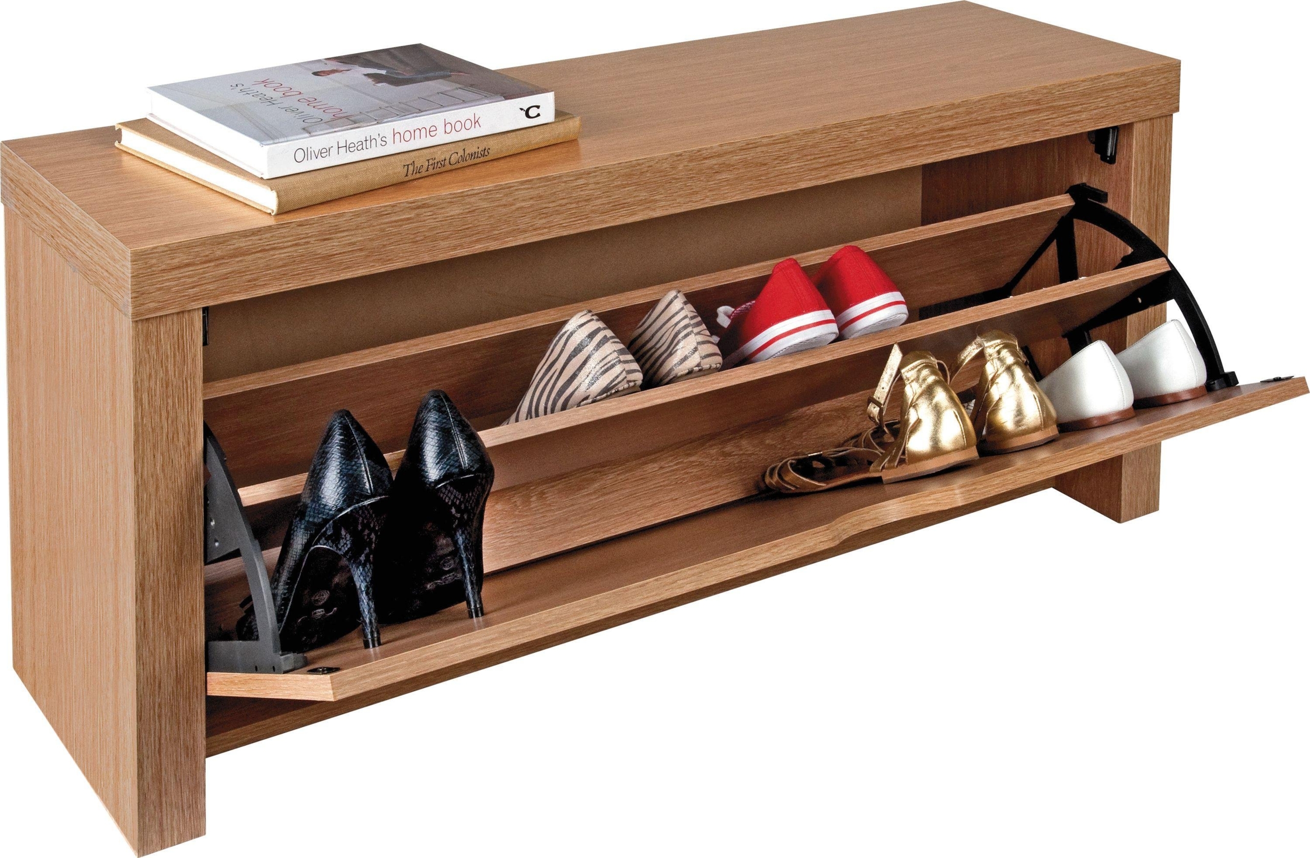 Oak shoe rack bench