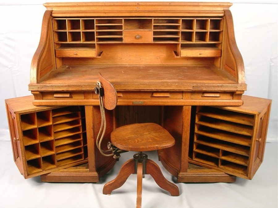 Painted roll top desk
