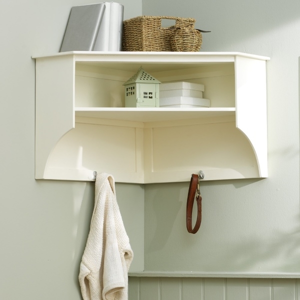 Tetbury ivory corner shelf and hooks e411 with free delivery