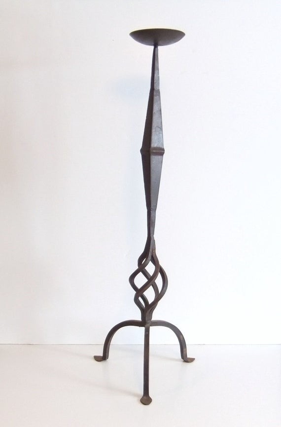 Vintage iron hand forged tall floor