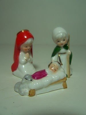 Vintage Set Three Nativity Figures Napcoware Bone China Hand Painted Taiwan