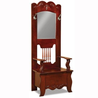 Amish wood traditional hall tree storage bench mirror hallway entryway