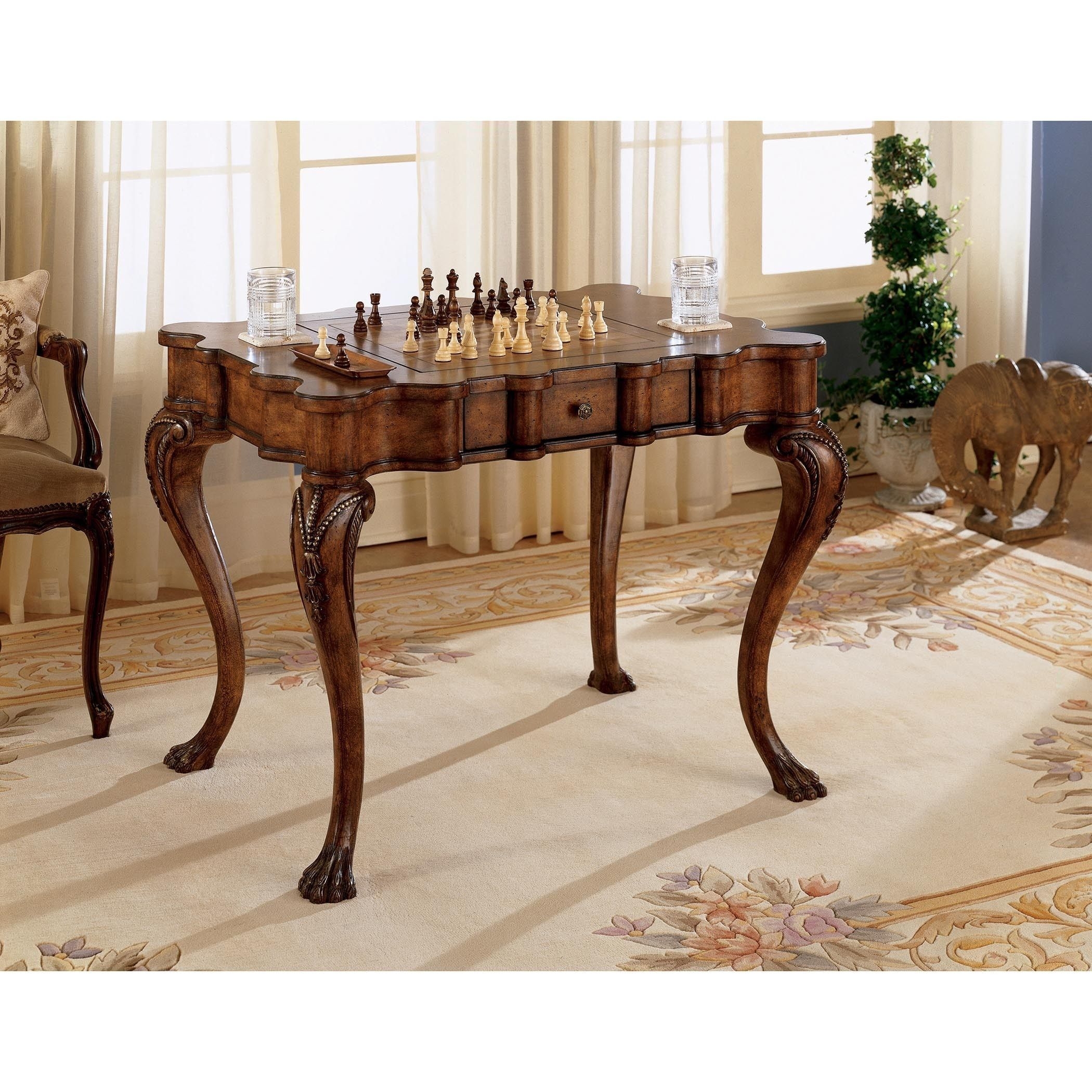 Game Table Chess Checkers Backgammon Claw Feet Antique Styled New Ships Free