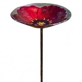Garden Grace: Fountains & More Pansy Stake Bird Bath In Ruby