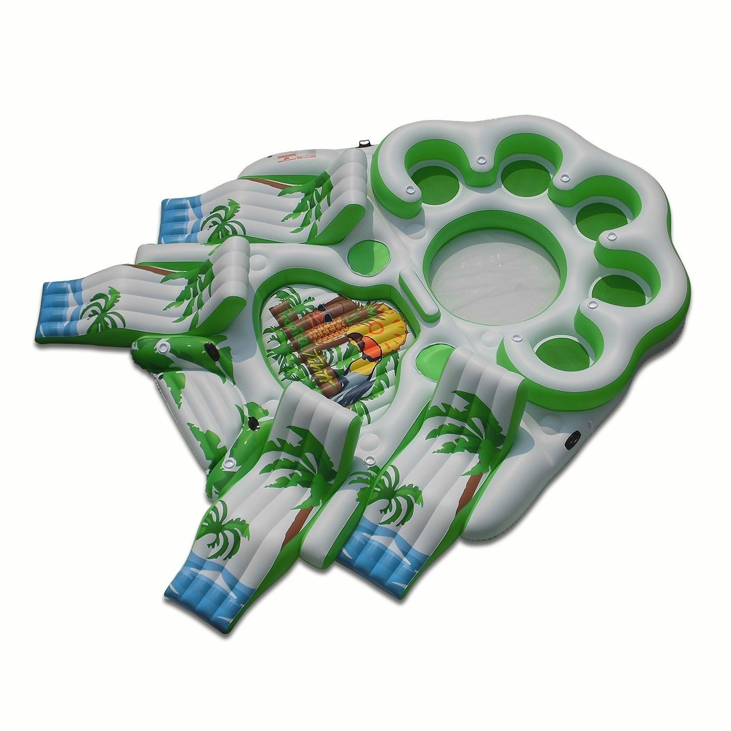 Giant Party Float Raft. Enjoy the Water At River, Havasu, Pool, Lake, Beach. Lounge in the Sun on Your New Inflatable Private Floating Island Between Swimming. Tubes are out. You Have 4 Lounger, 2 Cooler, 5 Chair. Seats 10 Person, Room for Baby. River Run