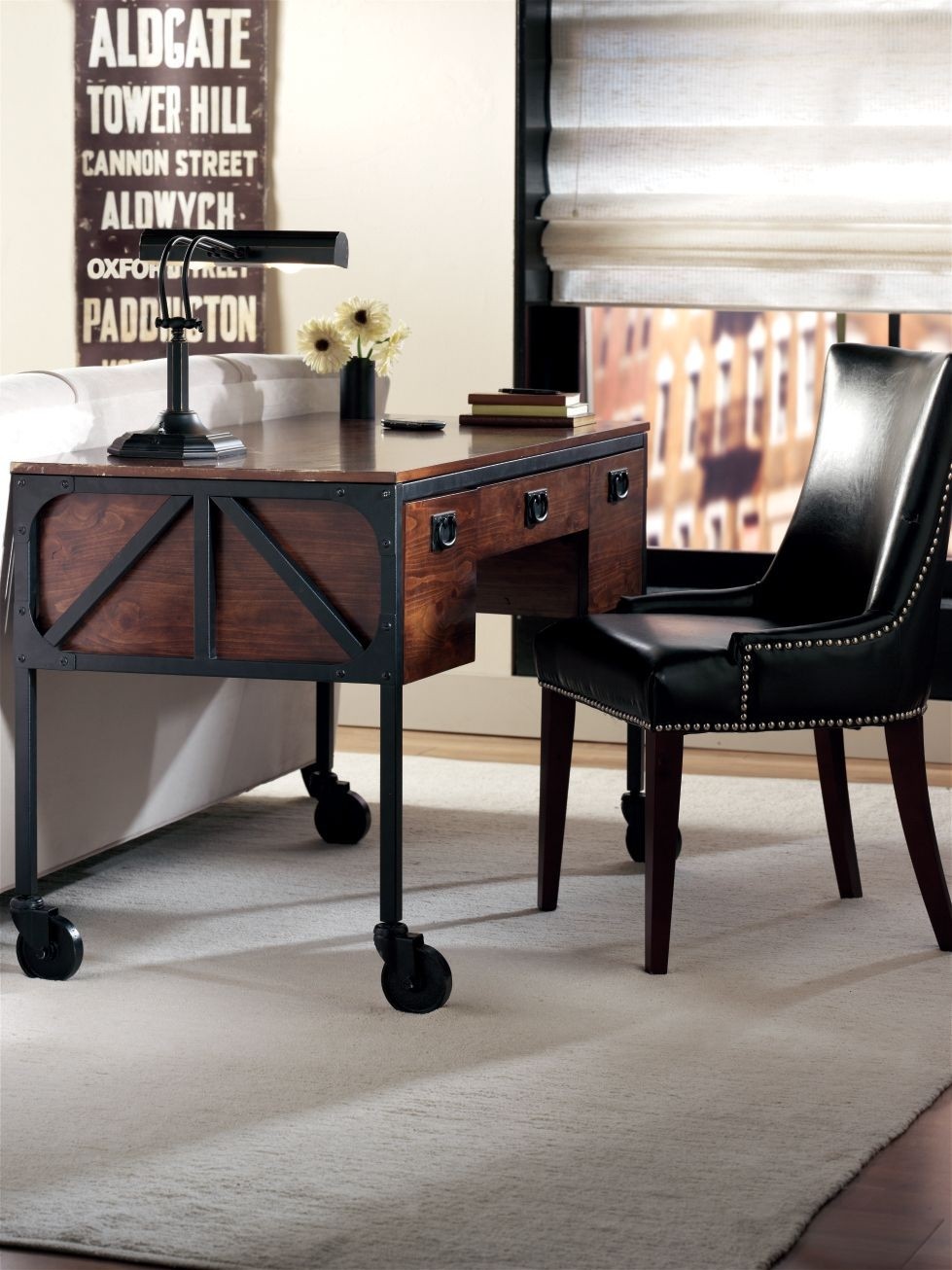 Industrial empire desk 30 25 hx53 w black by home