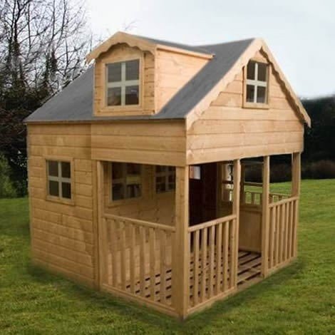Large 2 Storey Playhouse Dorma Windows Front End Veranda Kids Garden House