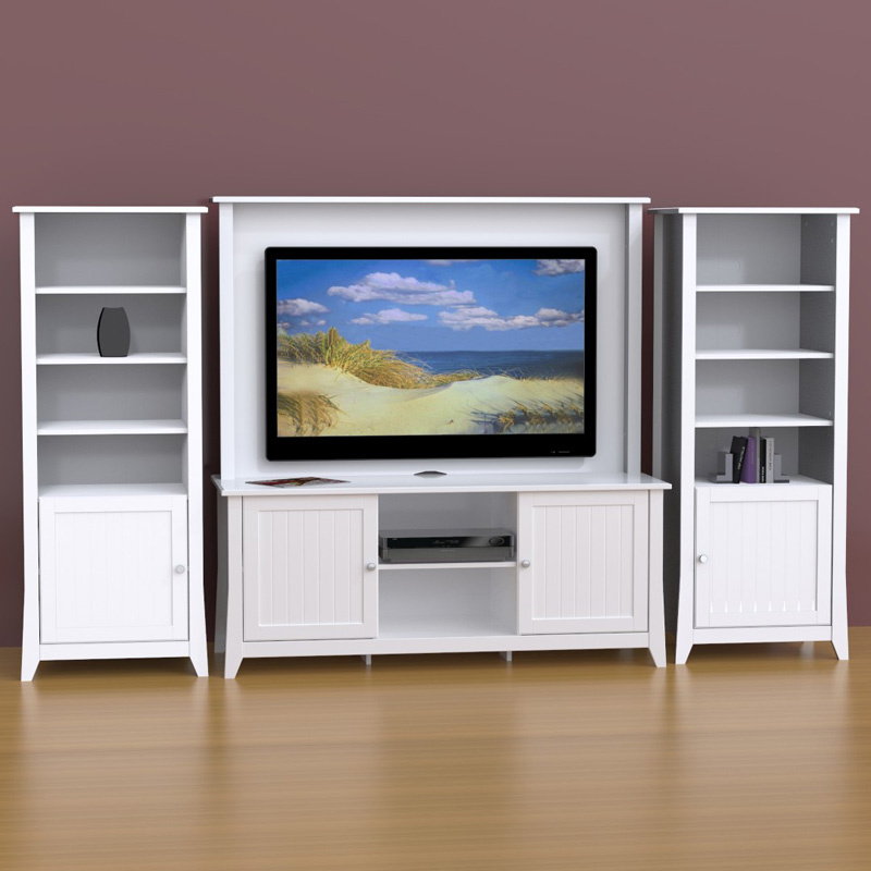 Nexera Vice Versa 58in Console With Back Panel And Curio Piers