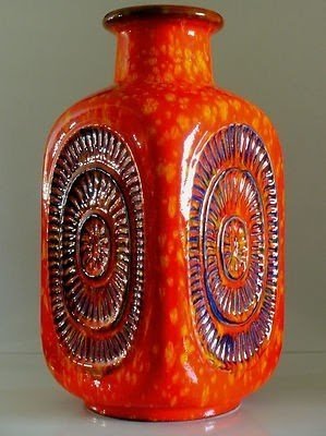 Tall orange floor vases