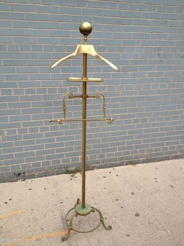 Vintage Mid Century Modern Eames Era Brass Valet Butler Suit Stand
