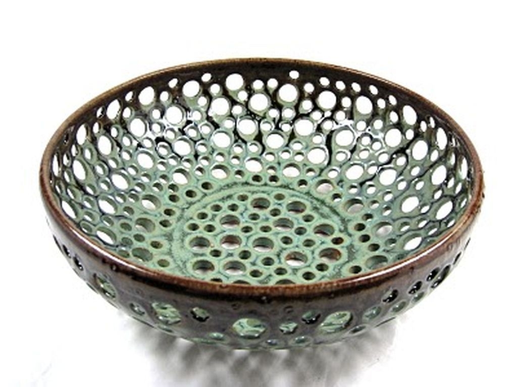 White ceramic fruit bowl with holes