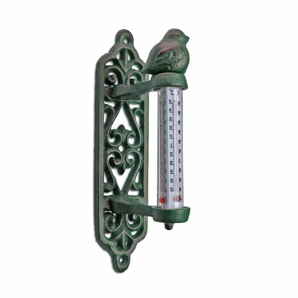 Accessories cast iron wall mountable garden thermometer