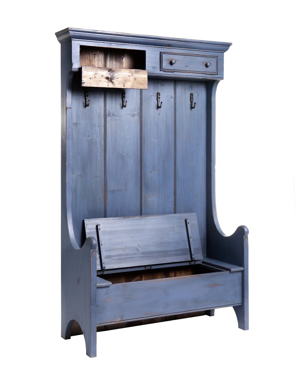 Deluxe hall tree bench compartments