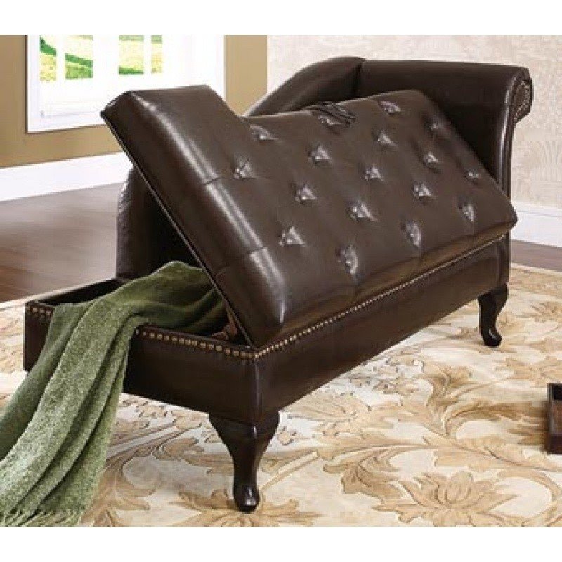 Mnl 75005 classico espresso chaise lounge leather chair with nailed