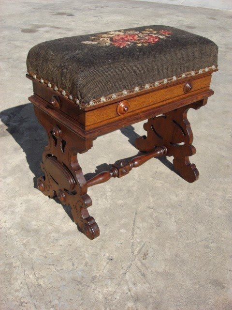 Vintage leather footstool