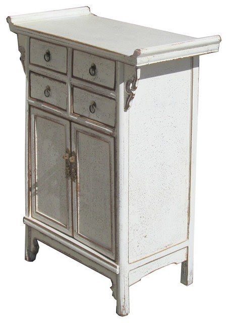 White Nightstand End Table Chinese Ming Style Cabinet Asian Side Tables And End Tables