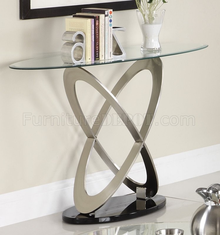 Contemporary chrome console table