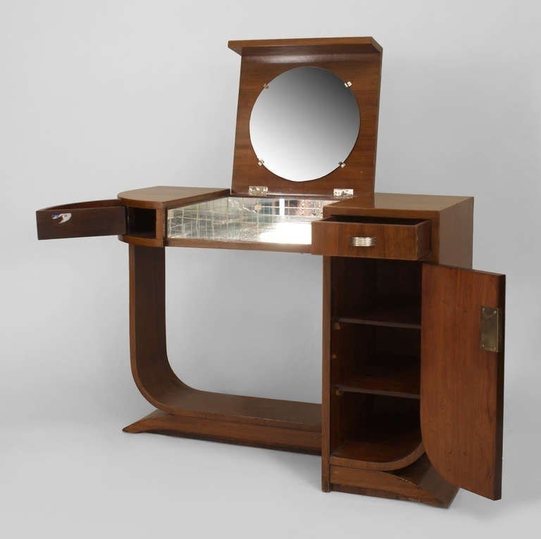 French art deco chrome trimmed mahogany dressing table
