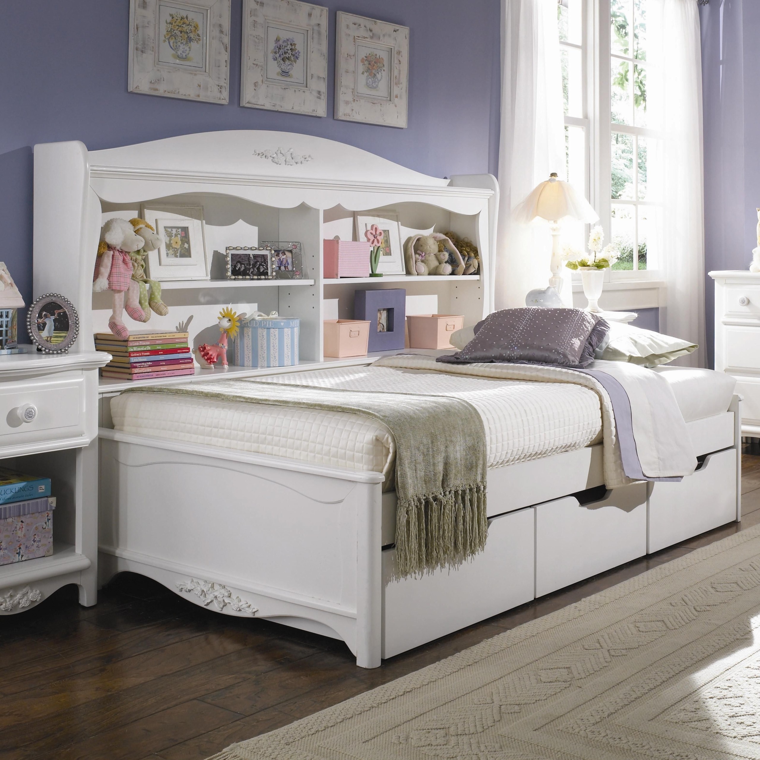 Haley full size platform bed with bookcase unit
