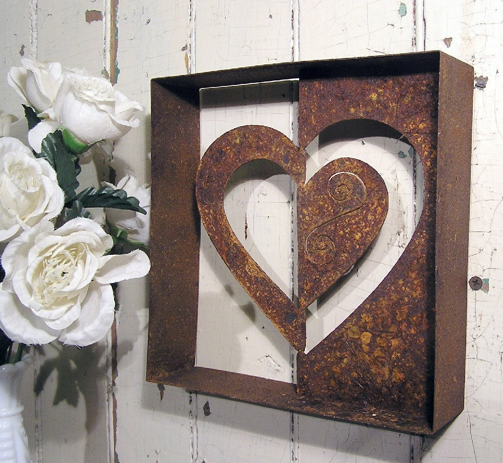 Heart shaped metal wall art