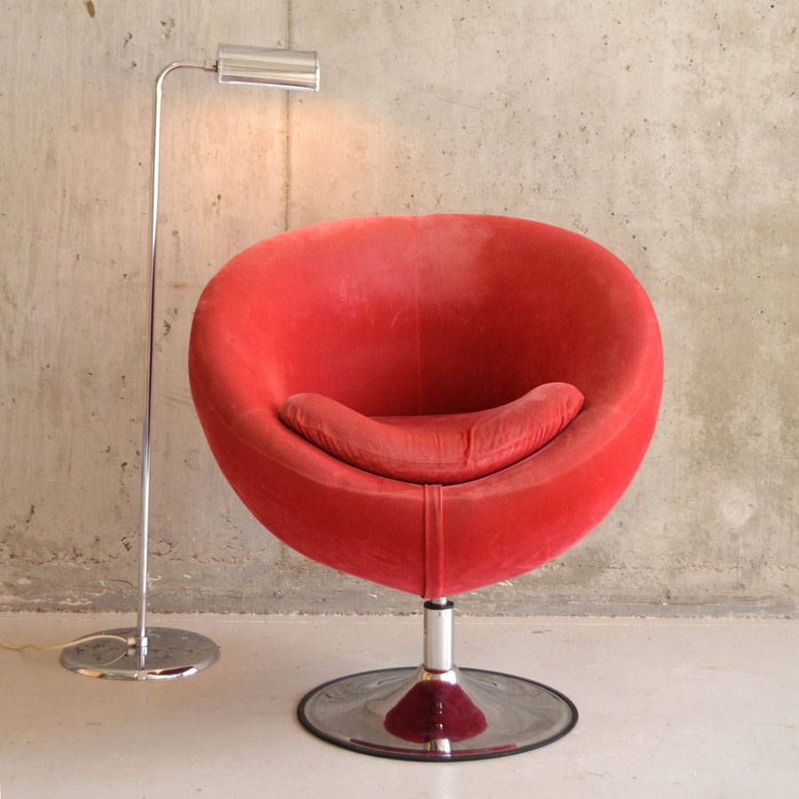 Original_spherical red velvet swivel chair jpg