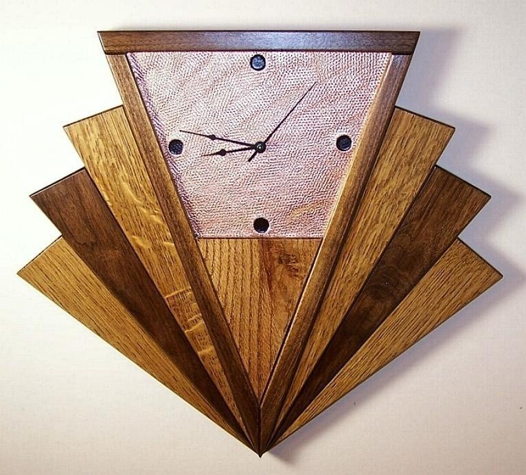 Tiger oak walnut copper art deco machine age fan wall