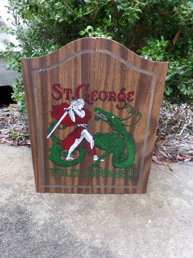 Vintage dart board cabinet pub saint