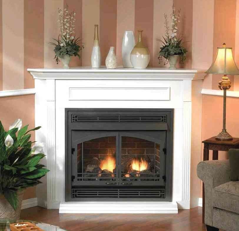 Corner ventless gas fireplace