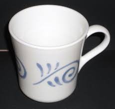 Corning corelle oceanview coffee mug white blue scrolls designs corelle