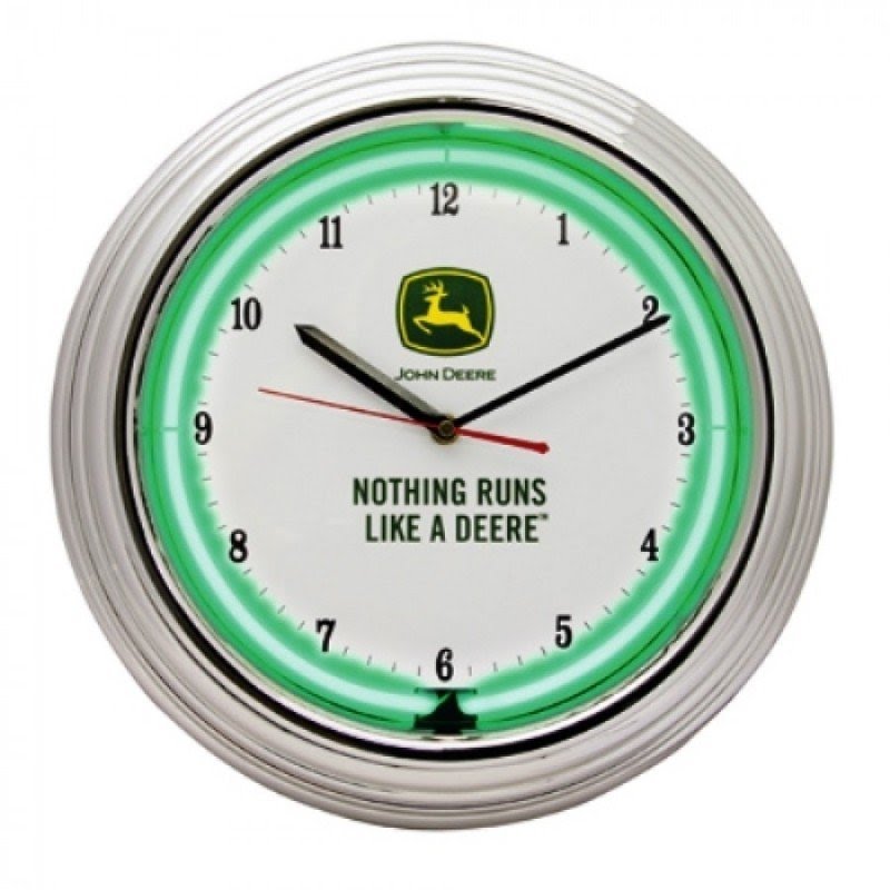 John deere logo neon wall clock