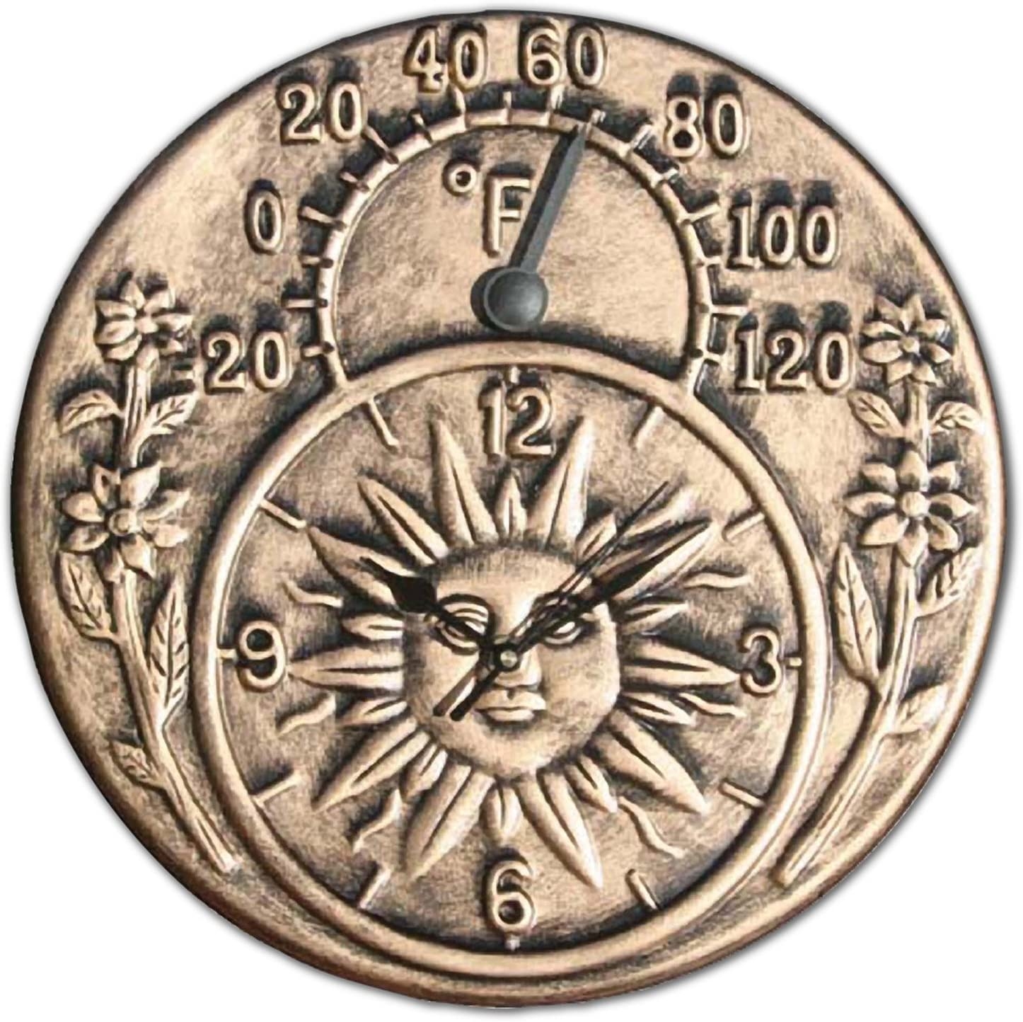Poolmaster 52551  Terra-Cotta Clock and Thermometer - Antique Gold (Discontinued by Manufacturer)