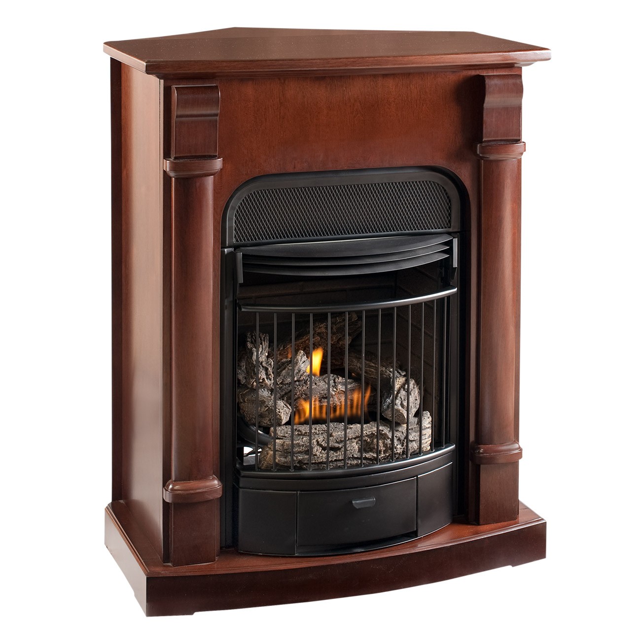 Small corner gas fireplace