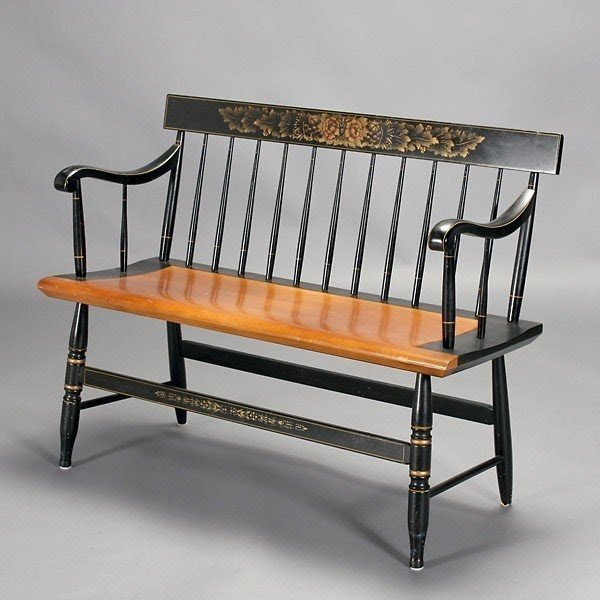 554 hitchcock style painted deacons bench
