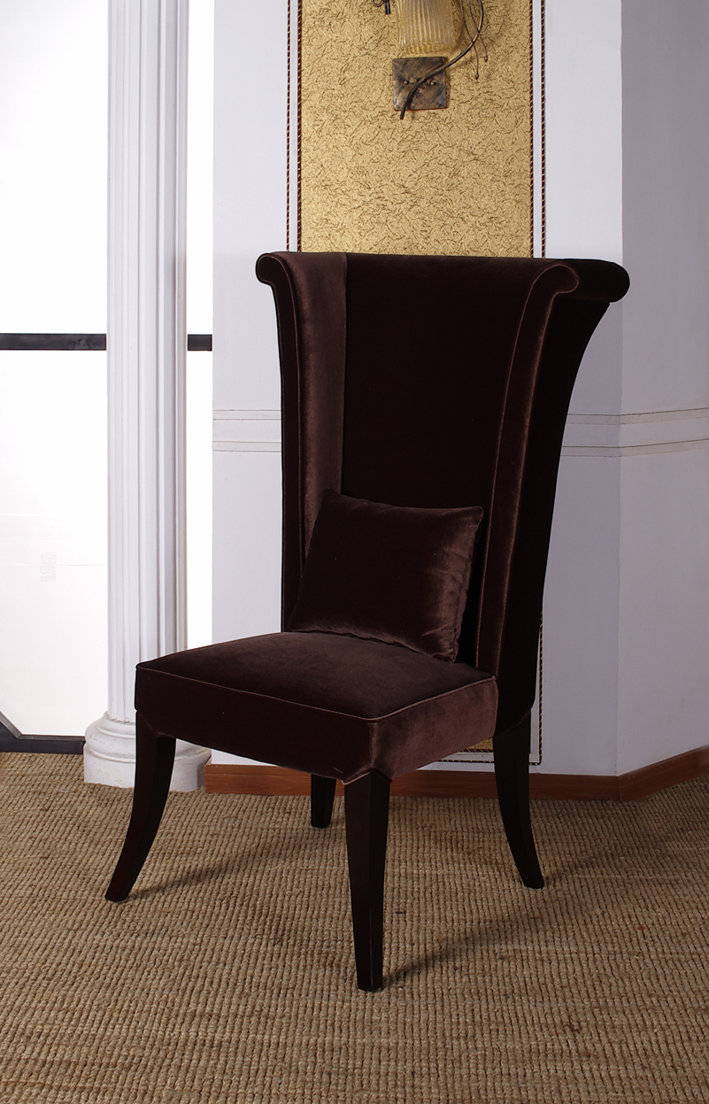 Armen Living LC847SIBR Mad Hatter Brown Velvet Dining Chair