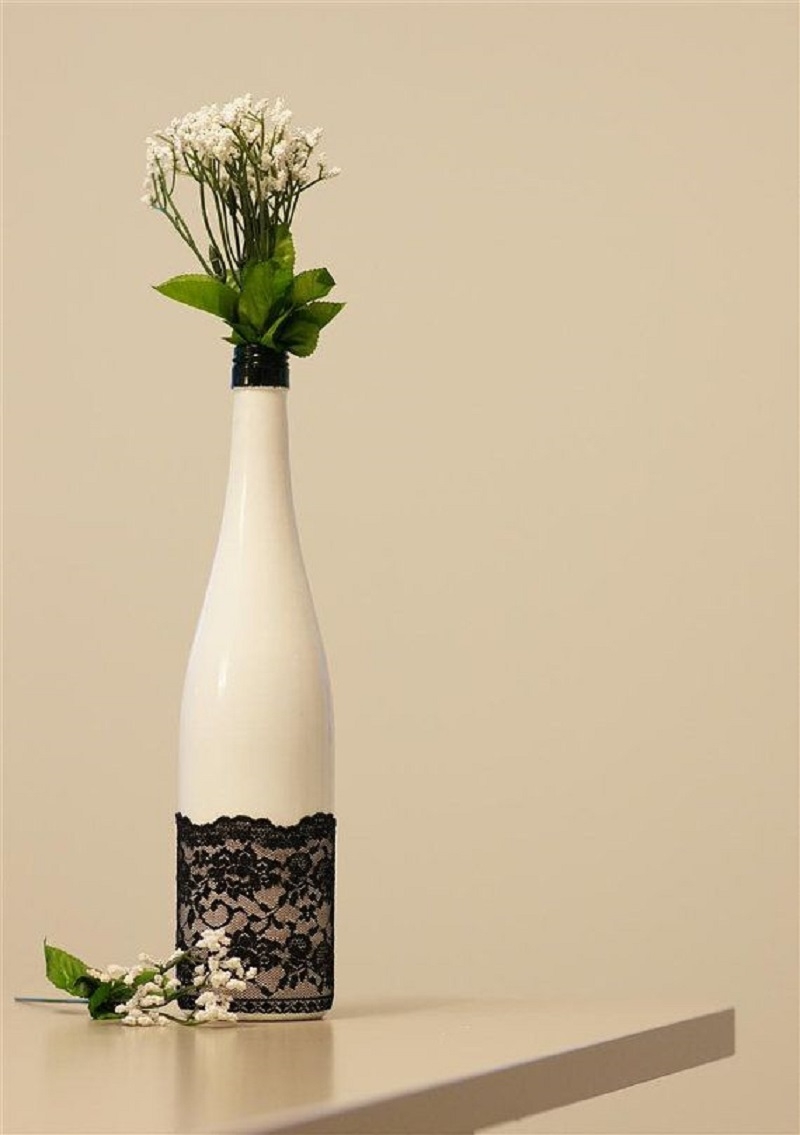 Black and white striped vases