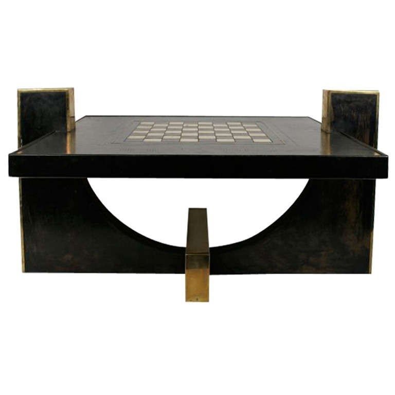 French coffee table central chessboard 1970