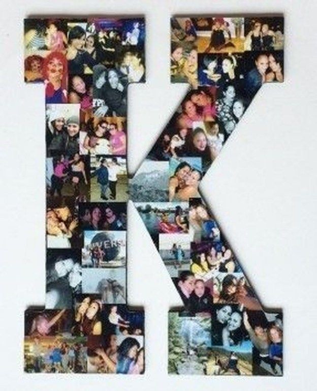 Photo collage wood letter large 13 with