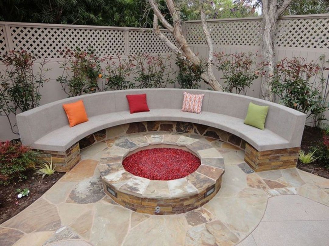 Stone fire pit and bench gemini 2 landscape construction