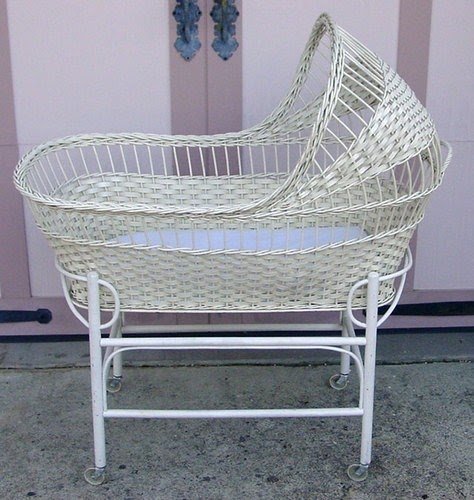 Vintage baby wicker bassinet