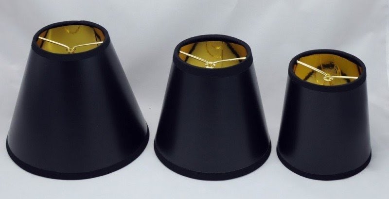 Black Parchment Chandelier Mini Lamp Shade With Gold Paper Liner Clip On 3 Sizes