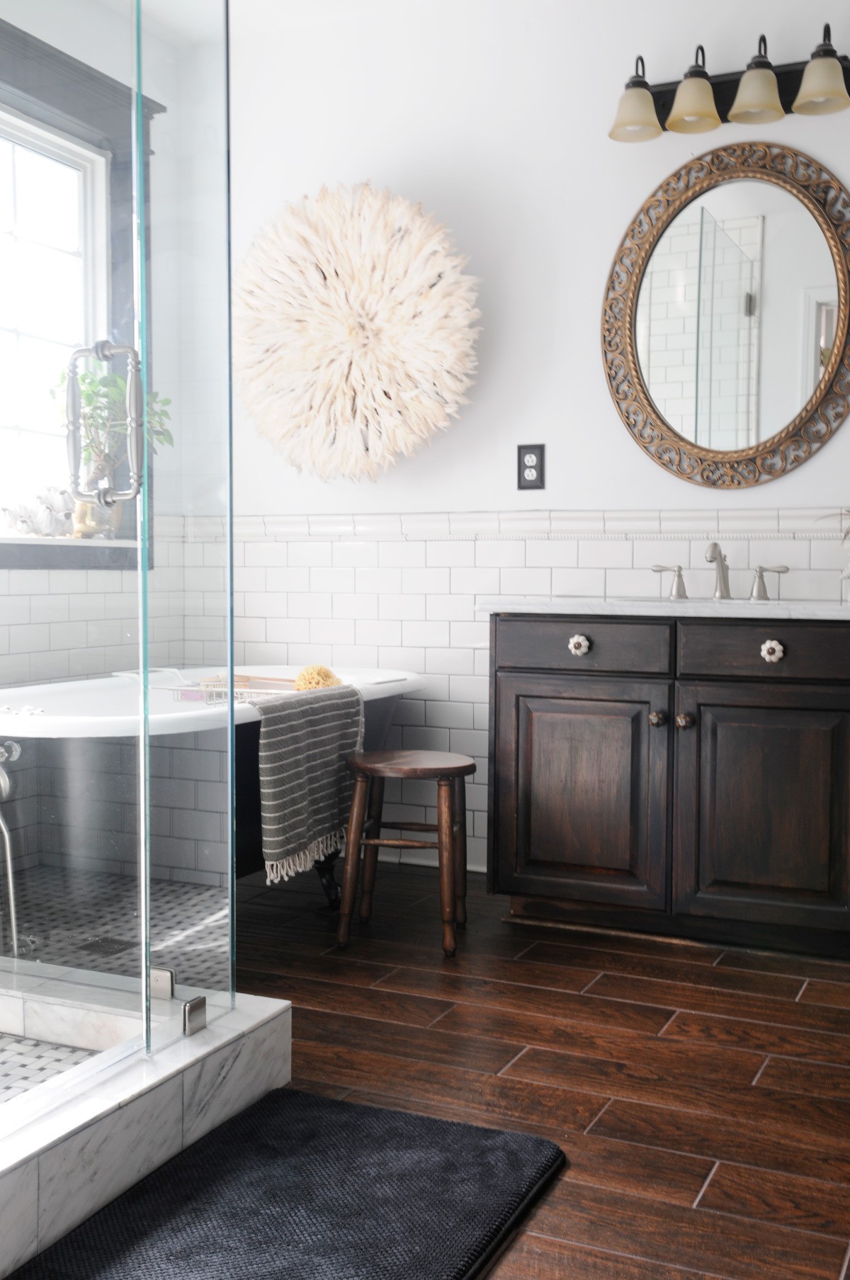 Dark wood vanities